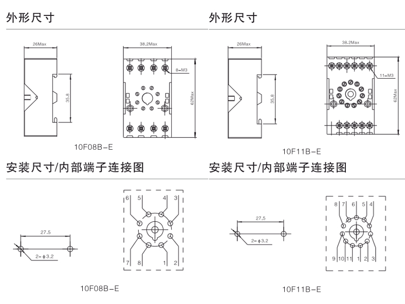 10F08B-E插座-、10F11B-E插座